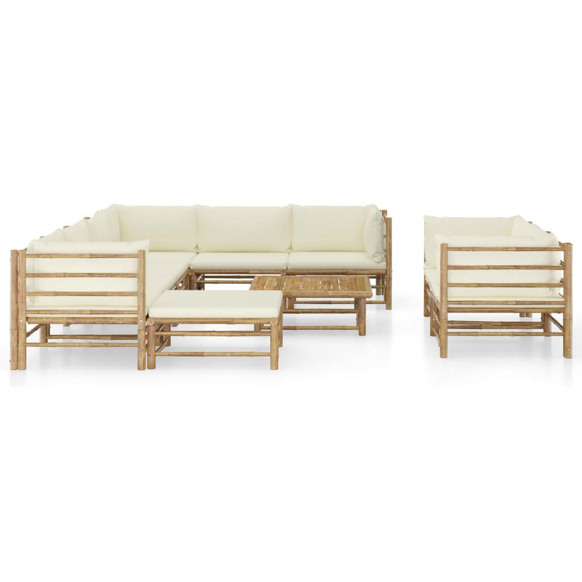 GARTENSET Resnik 10-teilig - Weiß, Naturmaterialien - Nettlife