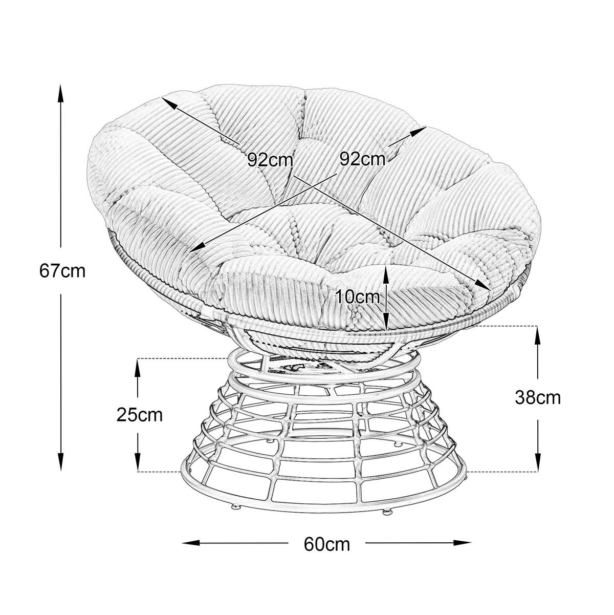 KŘESLO Papasan 92/92/67 cm tmavě modré z oceli a PE ratanu s 360° otáčením - tmavě modrá, kov (92/67/92cm) - OKWISH