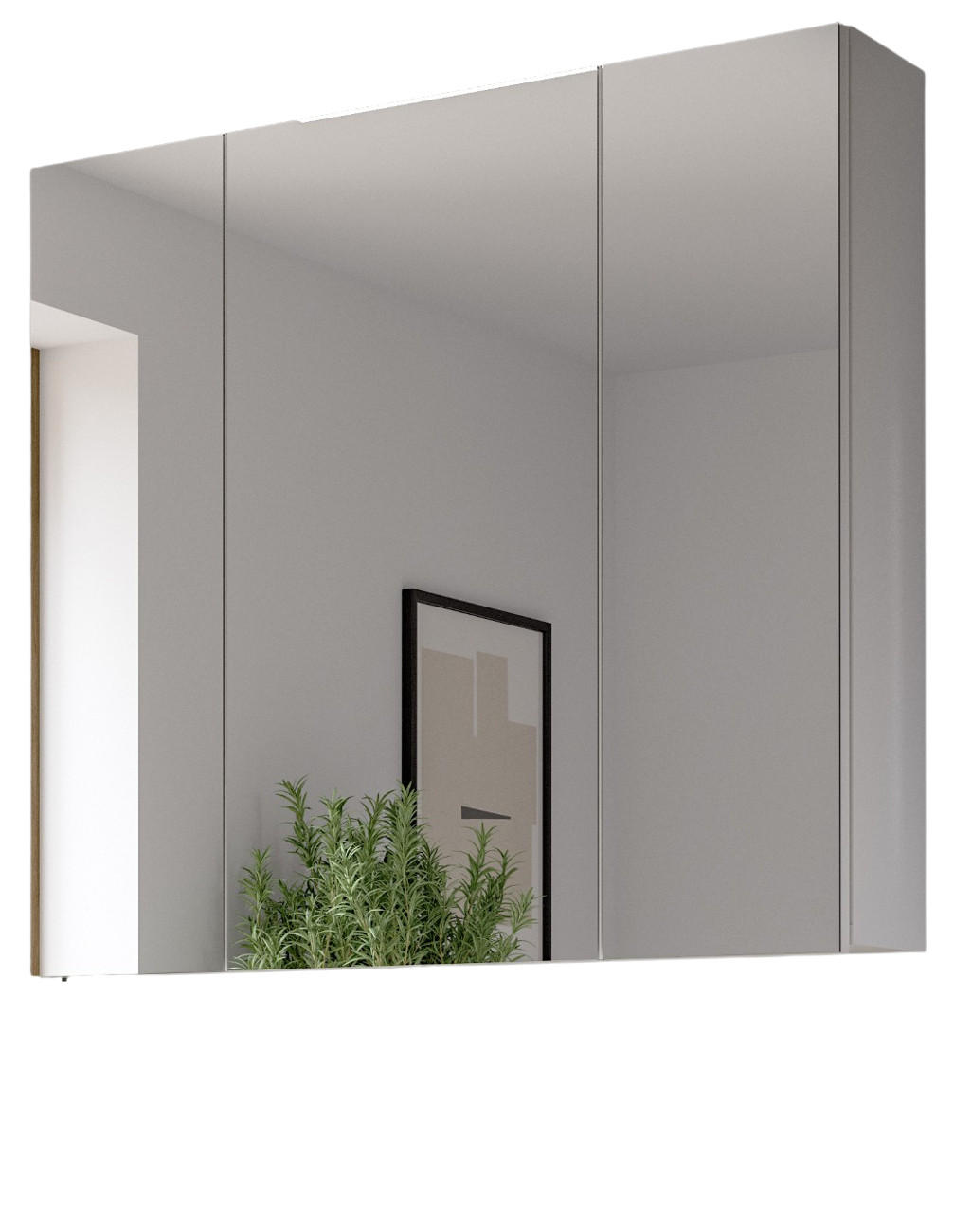 SPIEGELSCHRANK weiß 82 x 77 cm, Badschrank 3-türig mit Spiegel - Weiß, Glas/Holzwerkstoff (82/77/18cm) - Inn.Furn