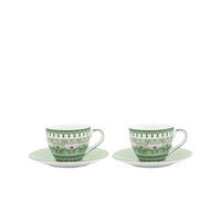 TASSEN & UNTERTASSEN 2er-Set Lilie & lotus light grün 120 ml - Grün, Keramik (13.2/9/13.5cm) - Pip Studio