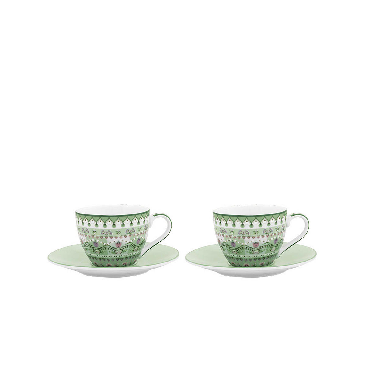 TASSEN & UNTERTASSEN 2er-Set Lilie & lotus light grün 120 ml - Grün, Keramik (13.2/9/13.5cm) - Pip Studio