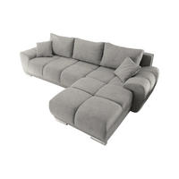 ECKSOFA beidseitig montierbar, Schlaffunktion mit Bettkasten - Chromfarben/Hellgrau, Textil (289/189cm) - ed exciting design