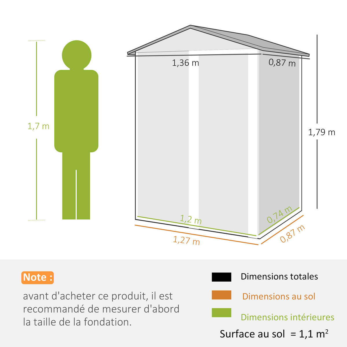 GERÄTEHAUS DE-16900 1,2 m² mit Schiebetür Grau - Dunkelgrau, Metall (87/179/136cm) - ComfortXL