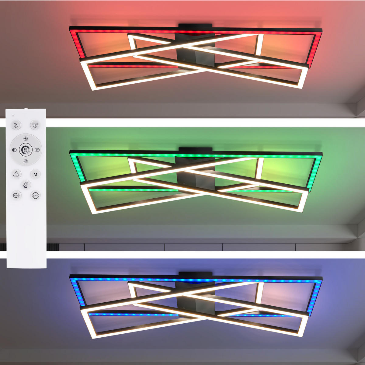 LED-DECKENLEUCHTE Jovarn 23.5/23.5/13.5 cm - Schwarz, Metall (23.5/23.5/13.5cm) - ZMH