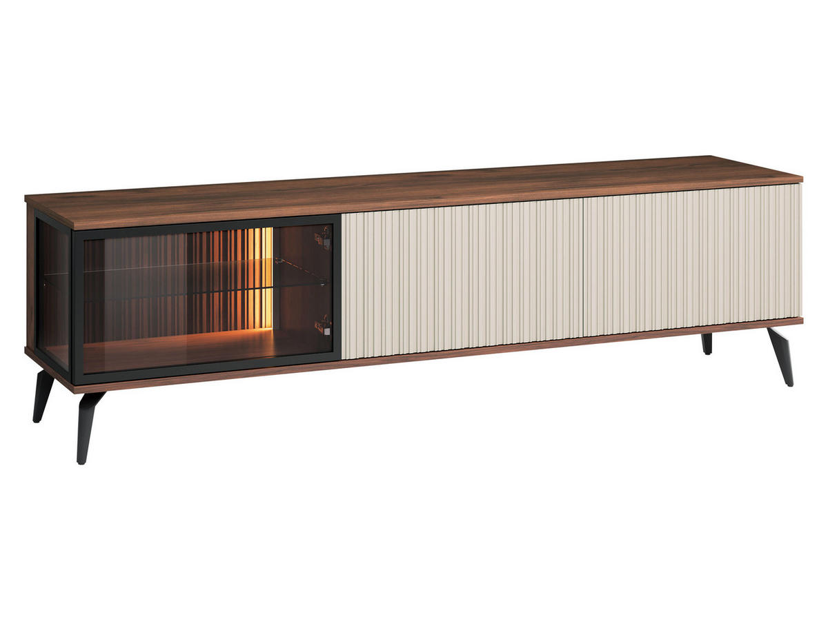 TV-LOWBOARD Vici 180 - Kaschmir/Schwarz, Holzwerkstoff/Metall (180/50/39cm) - MIRJAN24