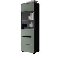 VITRINE Salbei Grün, Basalt Grau hängend / stehend 36 cm mit Soft-Close - Salbeigrün/Schwarz, Glas/Holzwerkstoff (36/125/33cm) - Inn.Furn