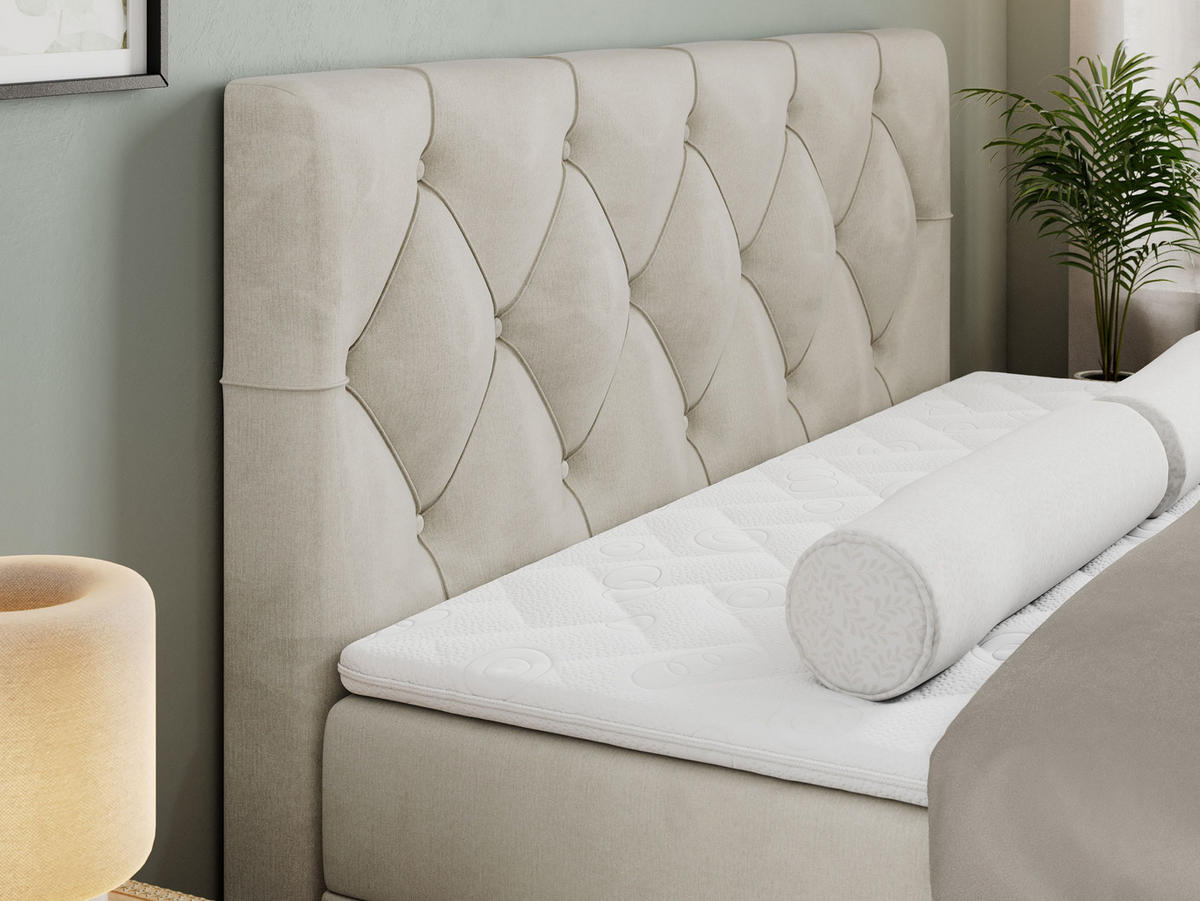 BOXBETT ALDA 120/200 Beige Velvet - H3 - Beige, Holz/Textil (120/200cm) - MKS