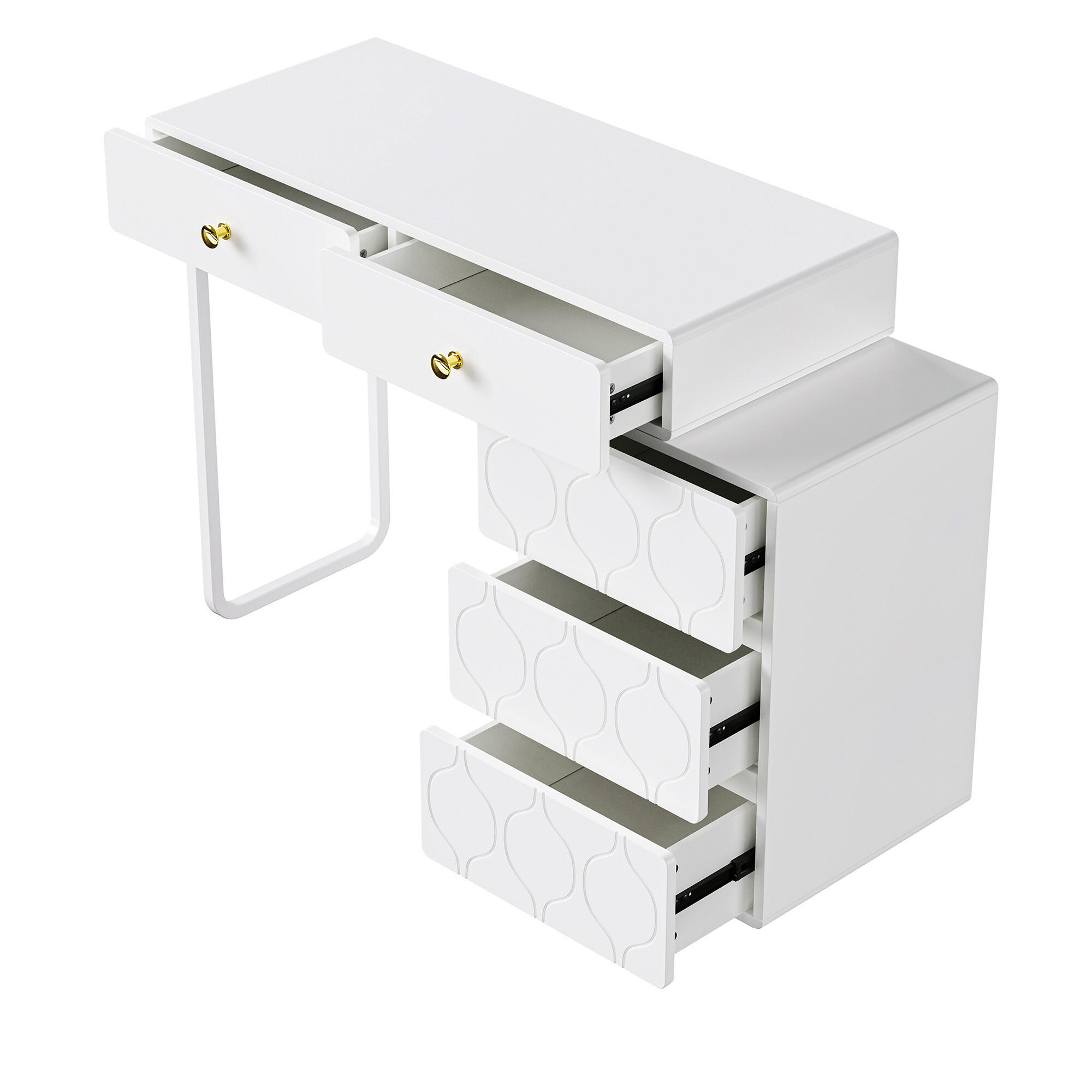 SCHMINKTISCH 90/40/74 cm Weiß - Beige, Holzwerkstoff/Metall (90/40/64cm) - Urban Meuble