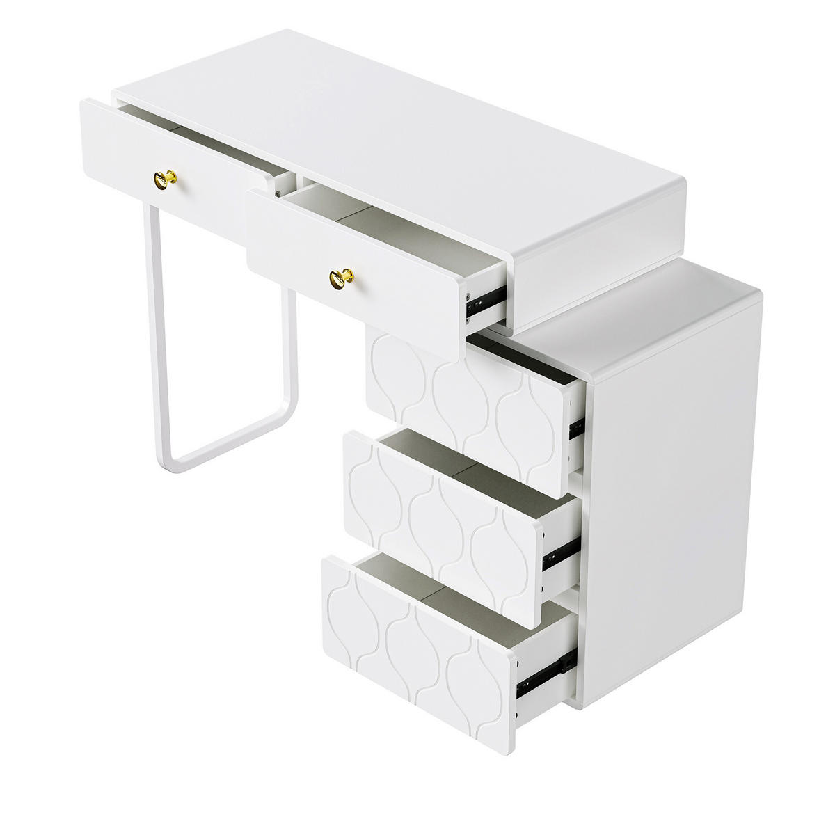 SCHMINKTISCH 90/40/74 cm Weiß - Beige, Holzwerkstoff/Metall (90/40/64cm) - Urban Meuble