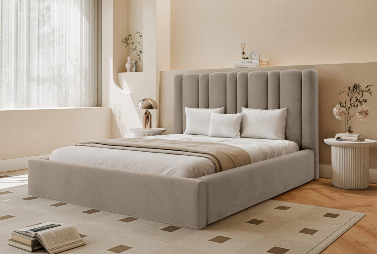 POLSTERBETT Vibo 140x200 cm, Beige - Beige, Textil (140/200cm) - Fedve