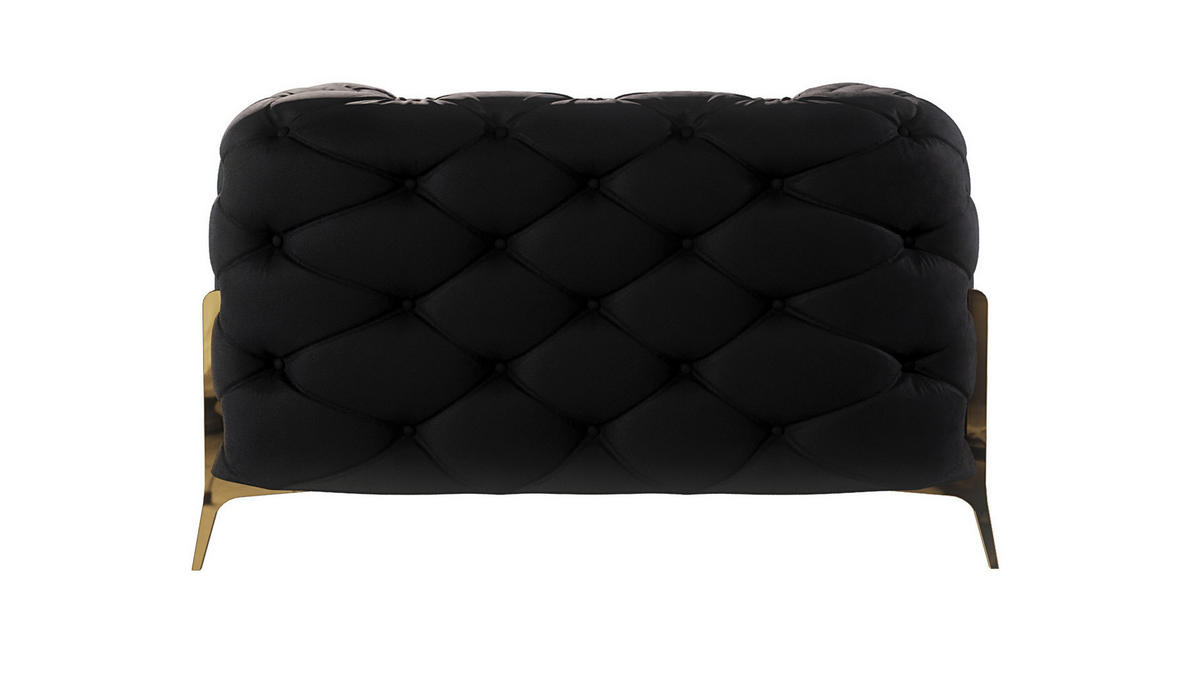 CHESTERFIELD-SESSEL Lexi Schwarz Samt - Goldfarben/Schwarz, Holz/Textil (125/75/100cm) - S-Style Möbel