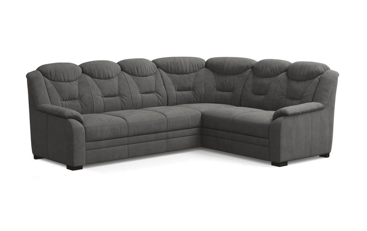 ECKSOFA mit Schlaffunktion und Bettkasten – weiches Chenille-Gewebe - Dunkelgrau/Anthrazit, Holz/Kunststoff (211/263cm) - Cotta