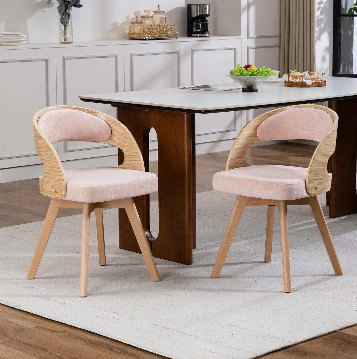 ESSZIMMERSTUHL drehbar ca. 44 x 41 x 75 cm Leinen Pink - Pink, Holz (44/72/41cm) - Meubliv