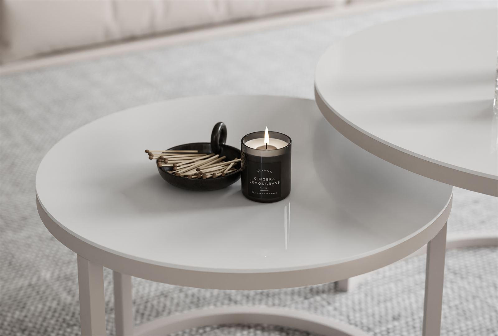 Thumbnail - Lookway Couchtisch, Beige, Kaschmir, Glas, Rund, 70x47x70 cm, Wohnzimmer, Wohnzimmertische, Couchtische