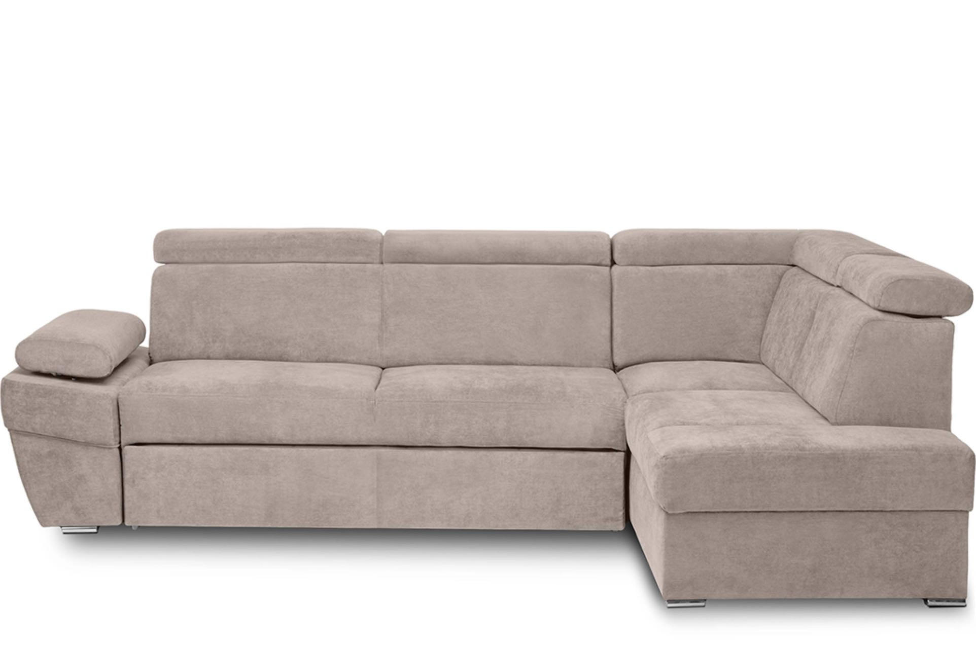SCHLAFECKSOFA RATLO rechts 4/5-Sitzer mit Bettkasten in Lederoptik, Beige - Beige/Silberfarben, Textil (270/190cm) - KONSIMO®