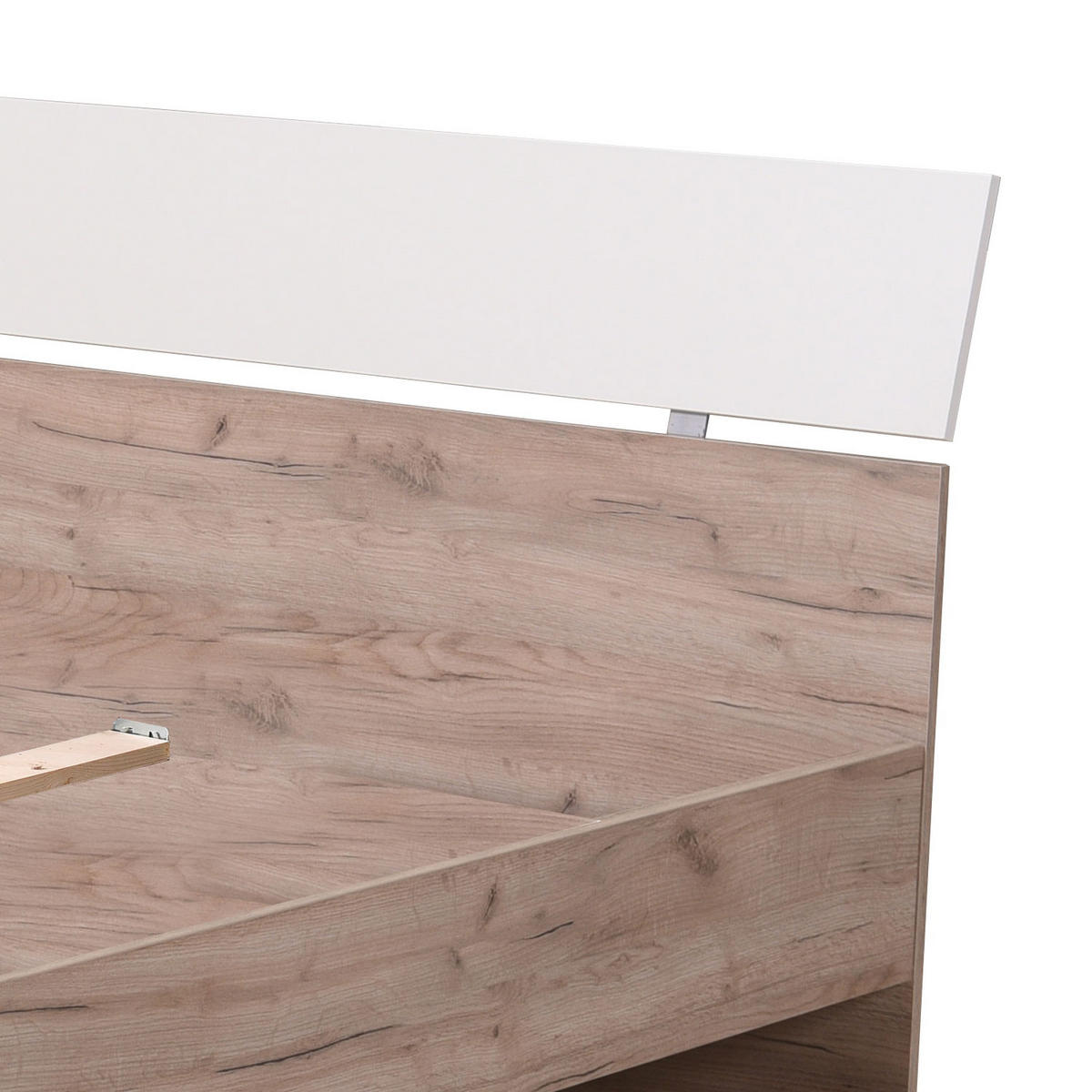 HOLZBETT Eiche 160/200 cm natur weiß - Grau, Holz - Homestyle4u