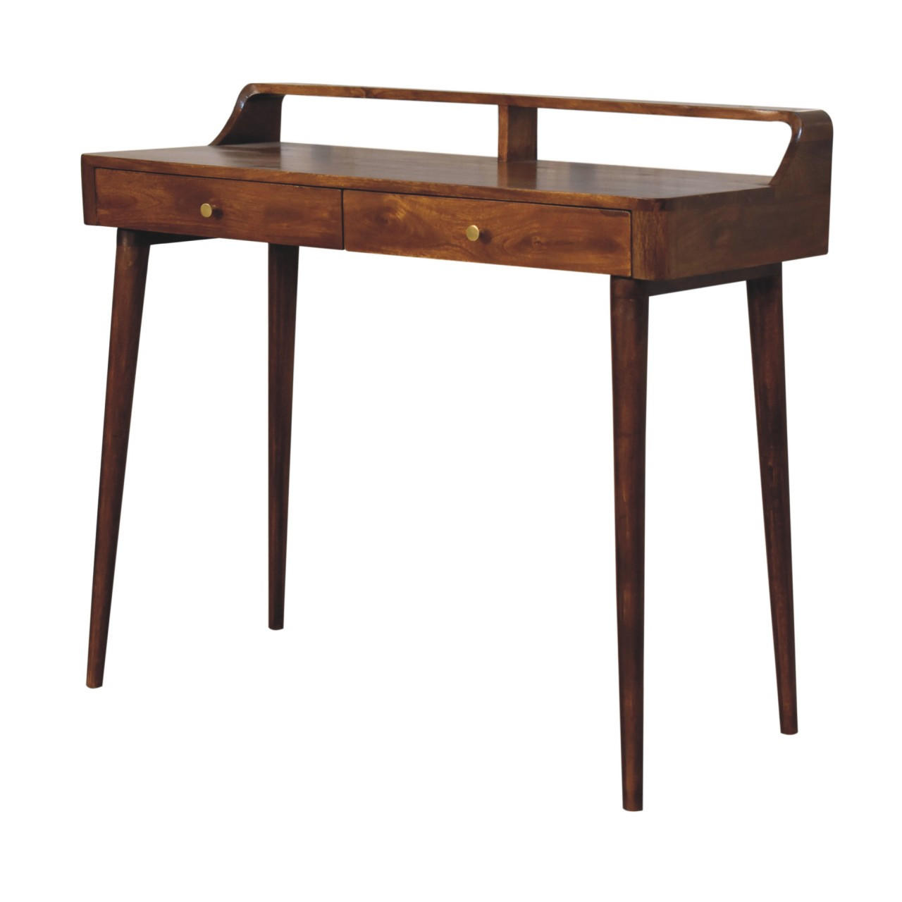 KONSOLE Elevated Kastanie, 2 Schubladen, Dunkelbraun - Dunkelbraun/Messingfarben, Mangoholz/Holz (45/100/88cm) - Artisan Furniture