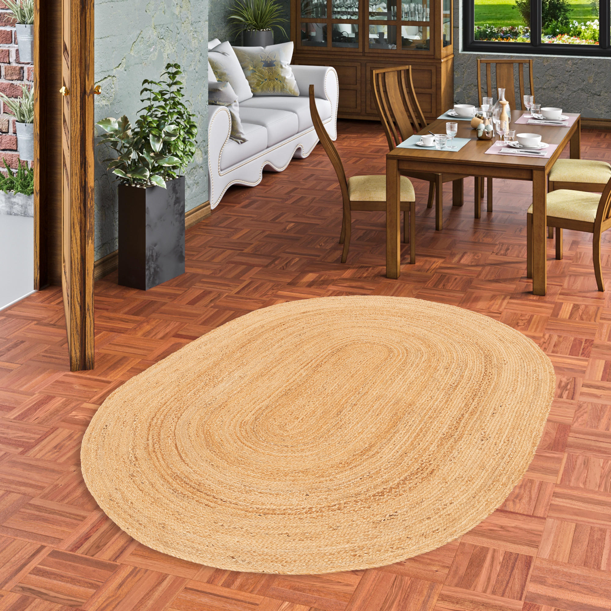 NATURFASER TEPPICH JUTE SALSA NATUR UNI - Beige, Textil (160/230cm) - Pergamon