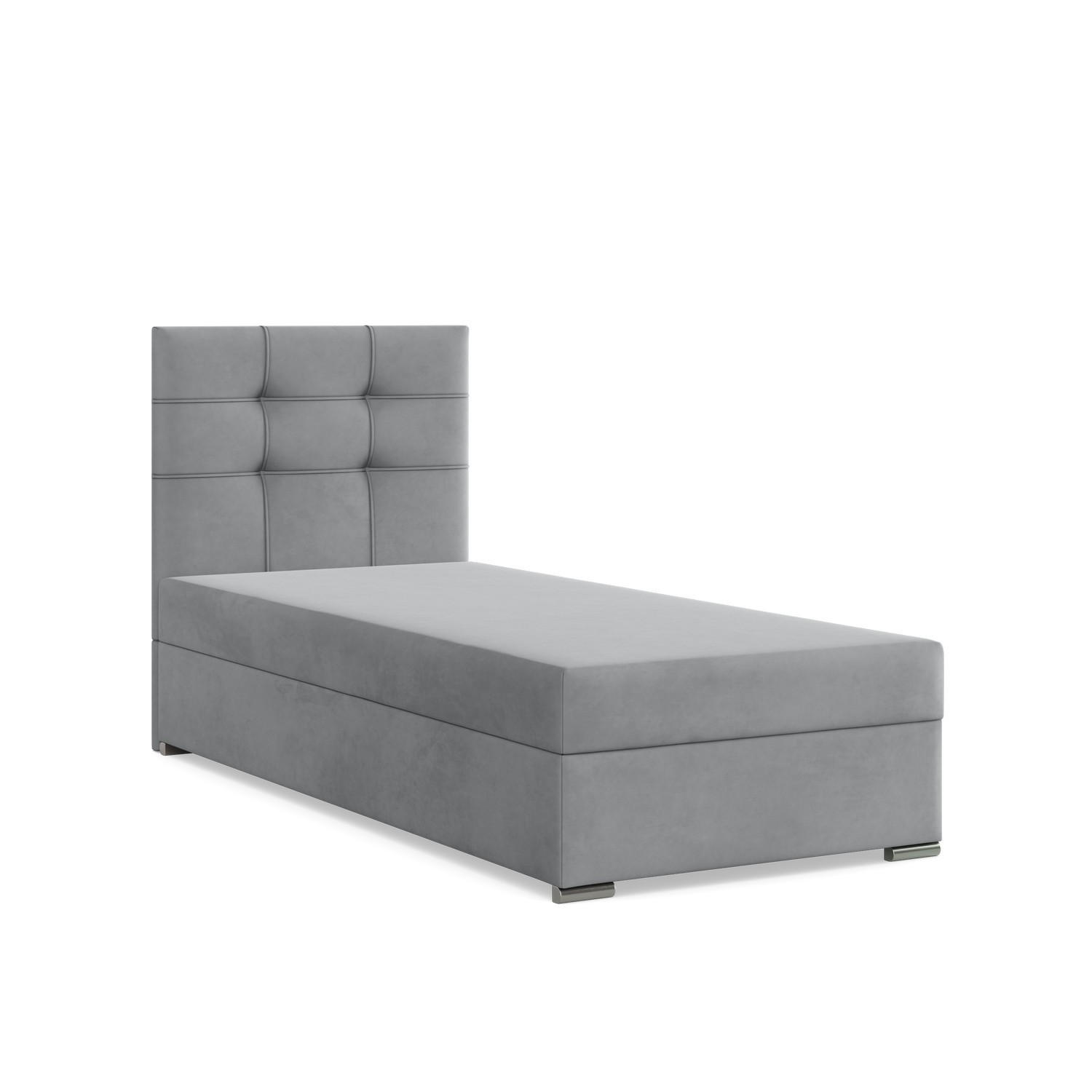 BOXBETT MIT KOPFTEIL 90x200 ELDA, Grau - Grau, Textil (90/200cm) - Mebligo