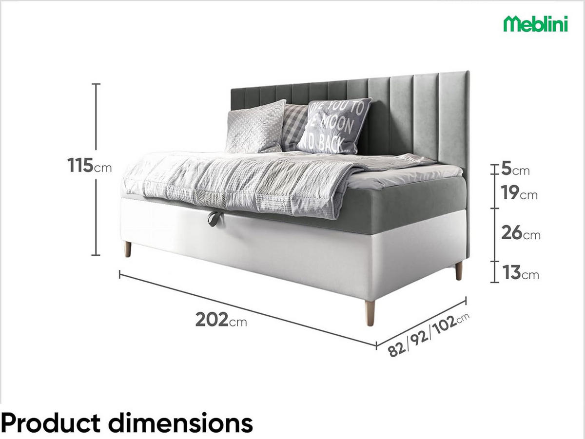 KINDERBETT MAYA 2 - Weiß/Grau, Holzwerkstoff (82/202cm) - Meblini