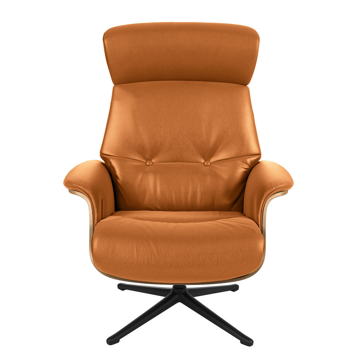 SESSEL - manuell verstellbar - Cognac/Schwarz, Leder/Metall (83/110/88cm) - home24