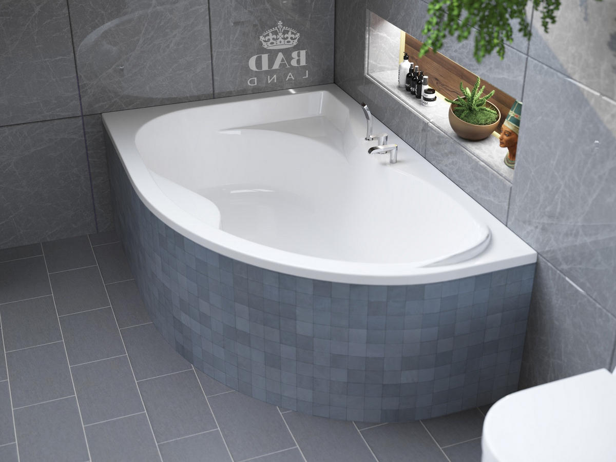 BADEWANNE Eckwanne DORA 170/110 Links Ablauf & Füße - Weiß, Kunststoff (110/59.5/170cm) - bad land