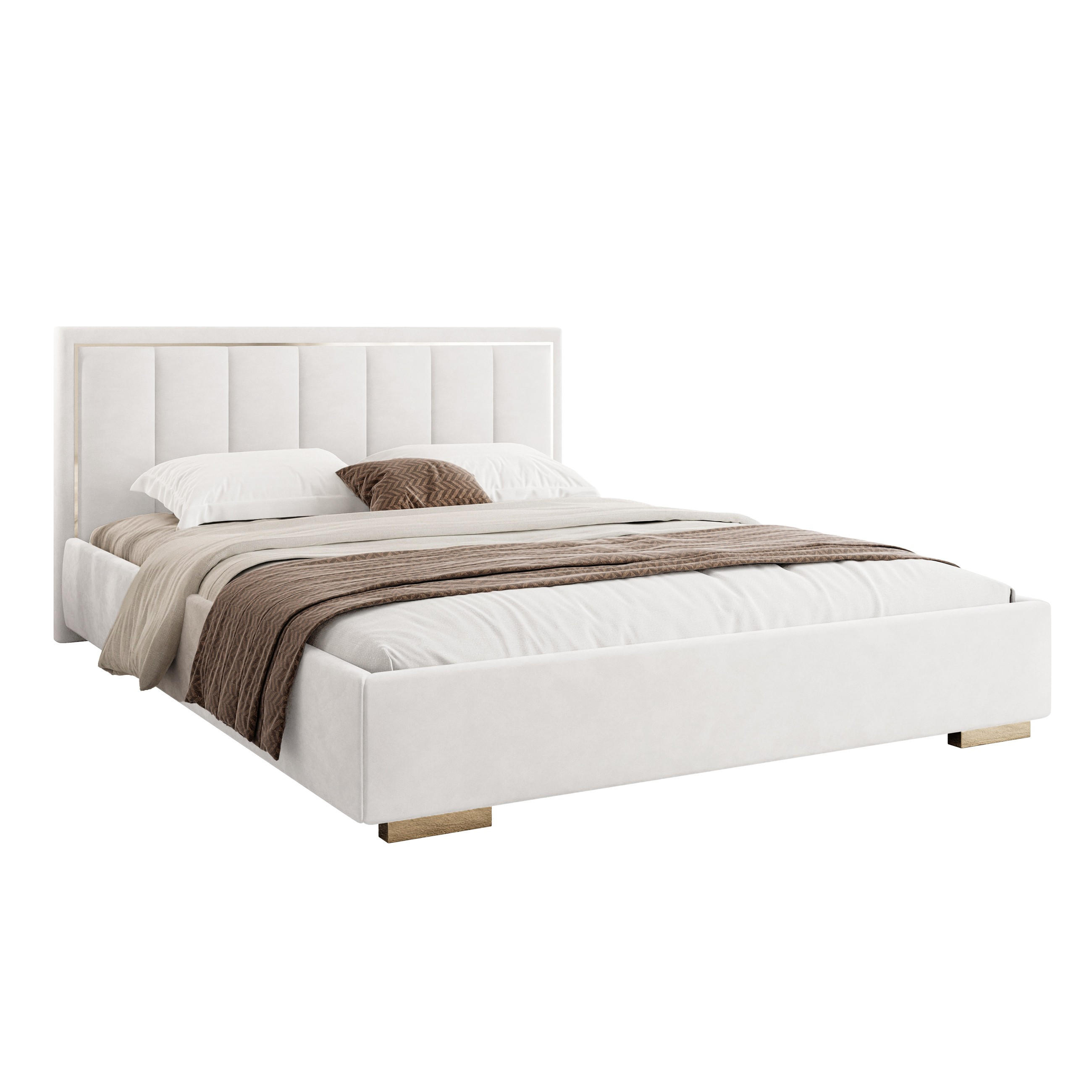 POLSTERBETT AURELIA 120x200 mit Stauraum für Bettwäsche und Rahmen Jasmine 20 - Weiß, Textil - Lookway