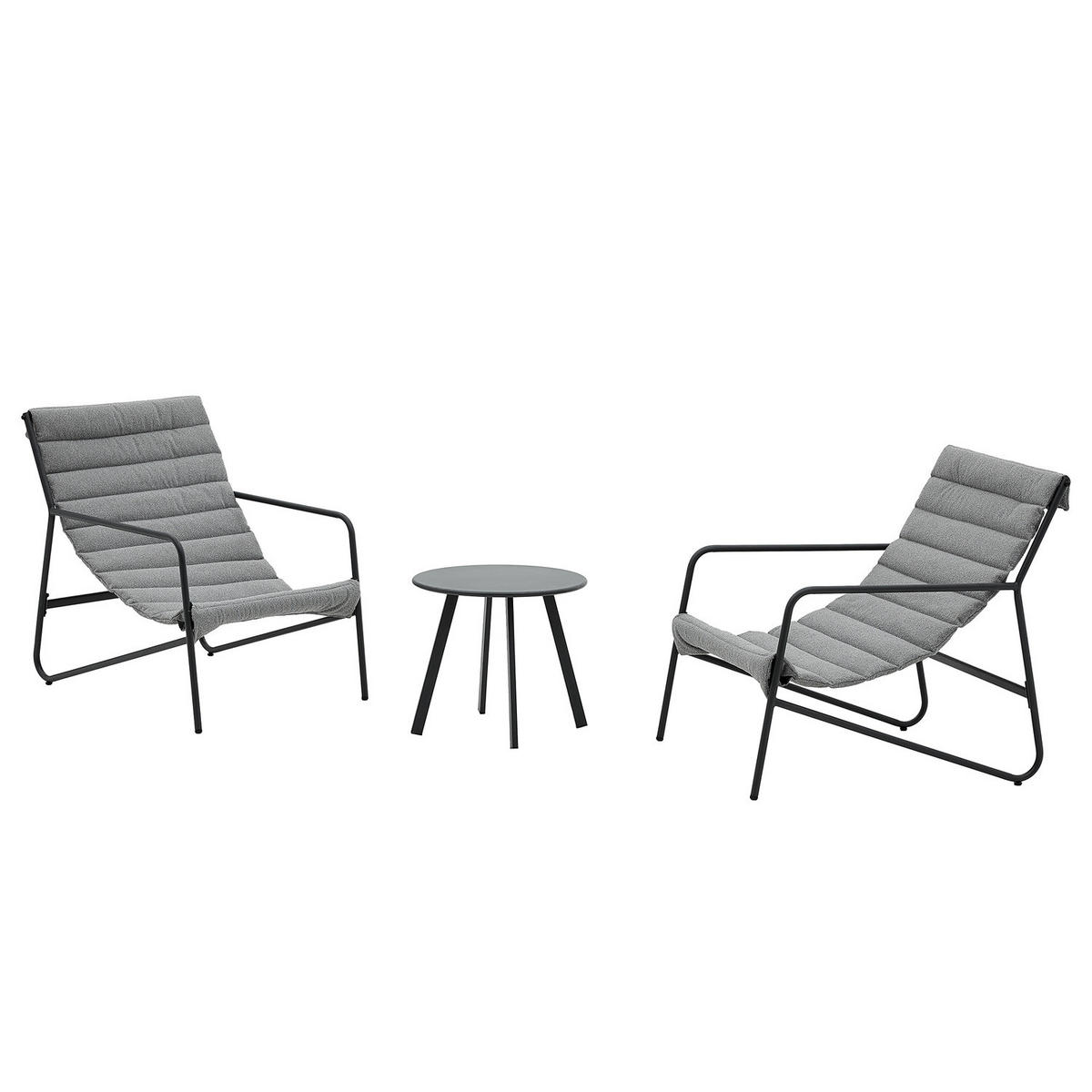 BALKONSET - 3-teilig - Stahl / Bouclé - Anthrazit, Textil/Metall - home24