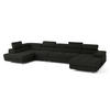 WOHNLANDSCHAFT VELORA L-S Schwarz Velours-Stoff mit Schlaffunktion - Schwarz, Holz (419/90/202cm) - MASSENO