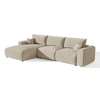 LINKSECK-SCHLAFSOFA mit Stauraum COMO Kettgewebe mit weichem Griff Beige 297cm - Beige, Textil (297/167cm) - Premium Interiors