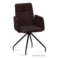 ARMLEHNSTUHL (2er-Set) Devaki 52x92x60 Schwarz/Espresso - Dunkelbraun/Schwarz, Kunststoff (60/92/52cm) - 58aufmkessel