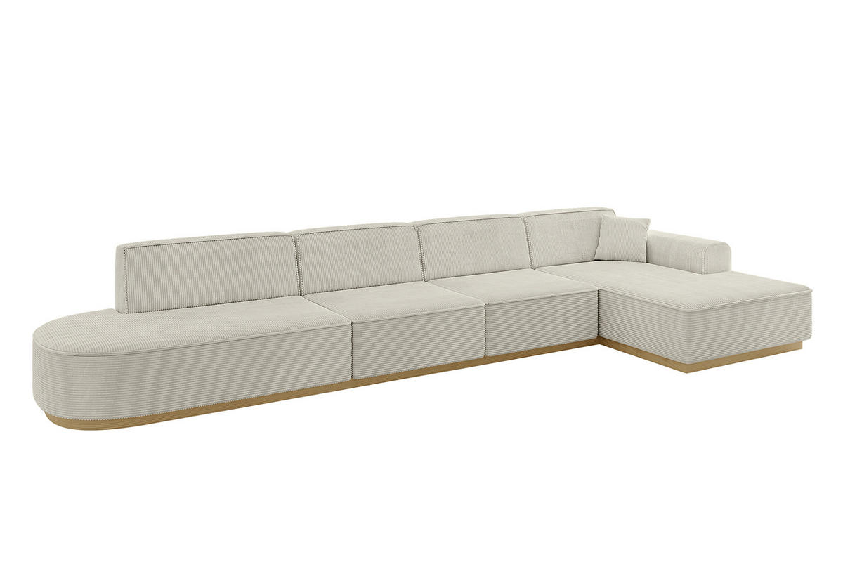 ECKSOFA Ottomane Rechts IREA-L3-v2 - 403x165x81 cm Hellgrau - Hellgrau, Holzwerkstoff/Textil (403/165cm) - ALTDECOR