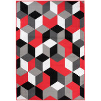TEPPICH MAYA Rot Geometrisch Gitter Figuren 80/150 cm - Rot, Textil (80/150cm) - Tapiso