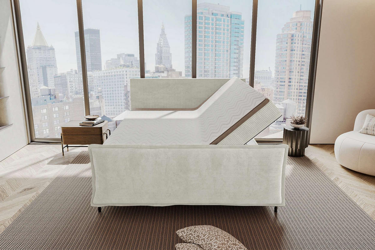 BOXSPRINGBETT VERO PLUS Cordstoff Greige 140/200 cm - Greige/Schwarz, Holzwerkstoff/Textil (140/200cm) - 99rooms