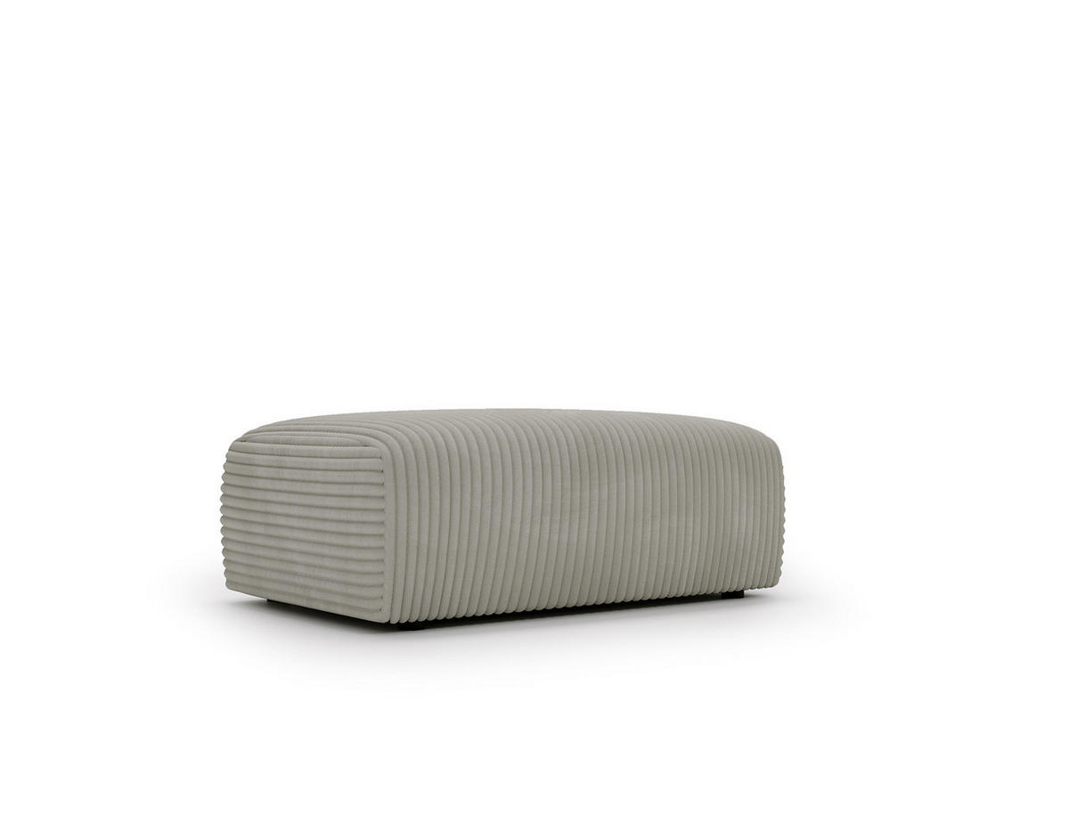 POLSTERHOCKER - Cord - Silberfarben/Schwarz, Kunststoff/Textil (110/40/72cm) - home24