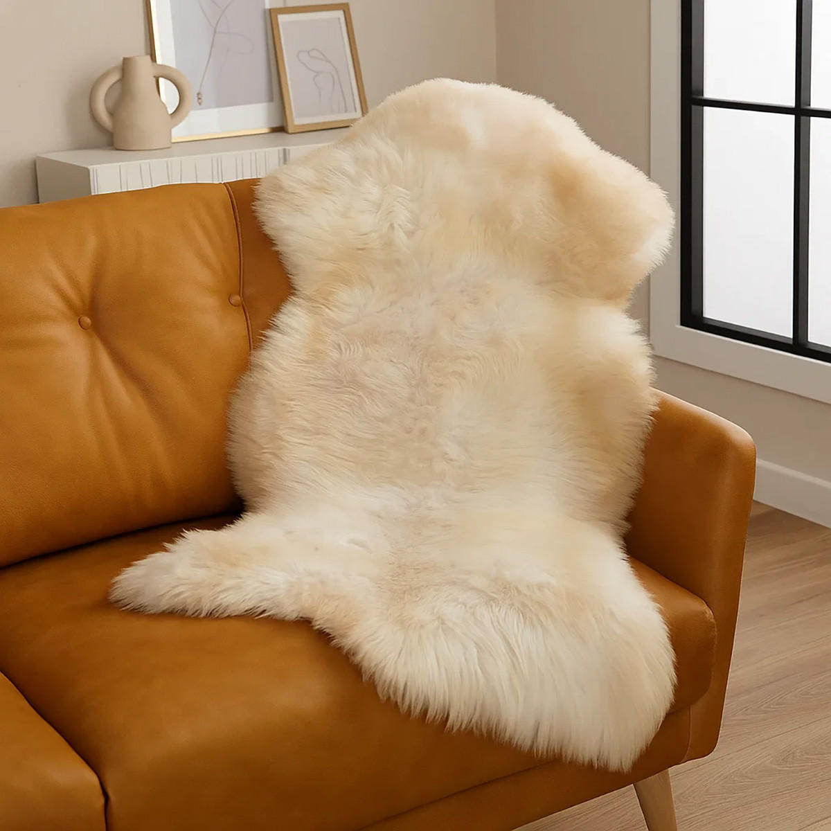 SCHAFFELL Lammfell natur meliert extra weich, ca. 110 cm, 3 Stück - Weiß/Naturfarben, Fell (60/110cm) - Provellus