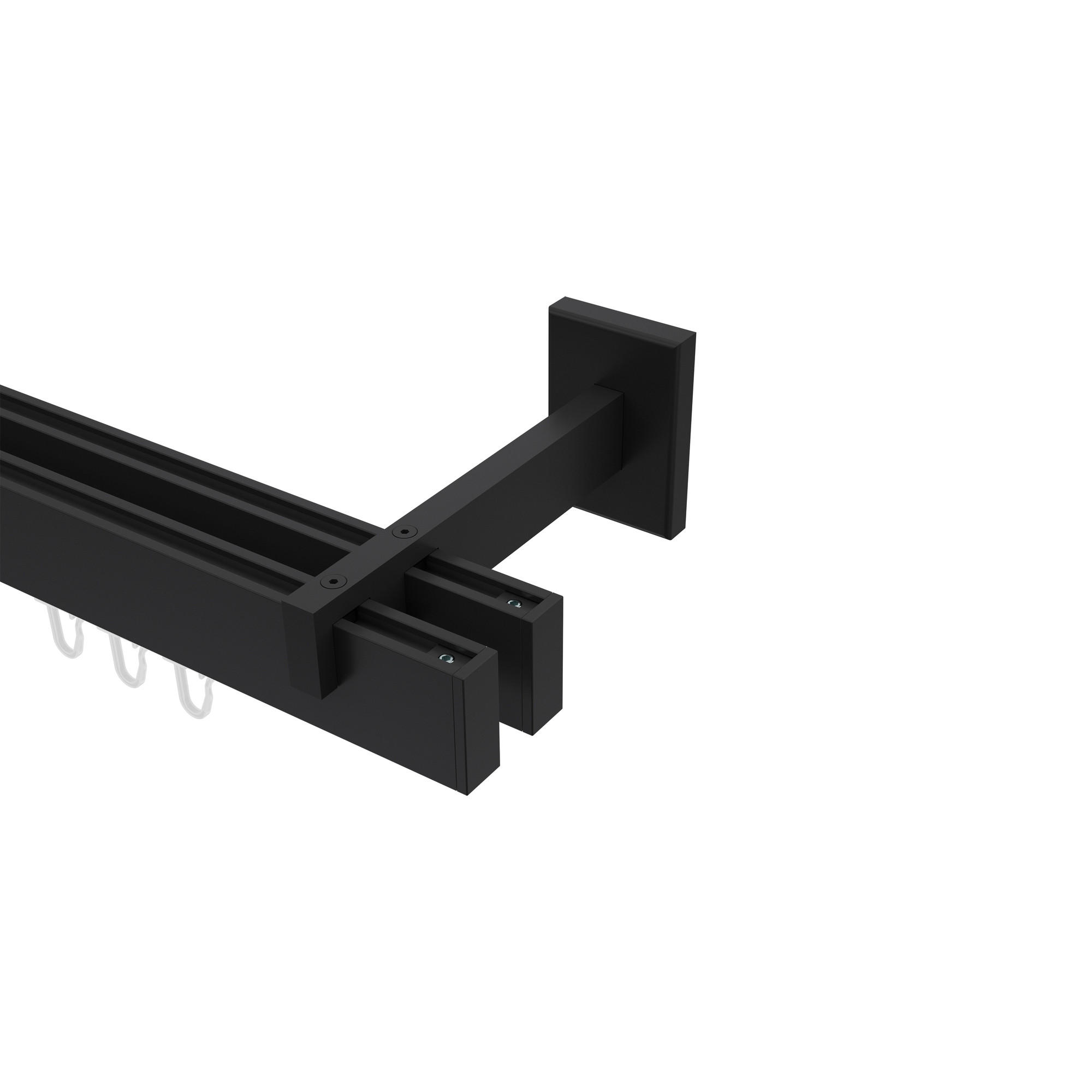 INNENLAUF-GARDINENSTANGEN-SET Smartline Paxo 420 cm (geteilt in 3 x 140 cm), 2-läufig, 14x35 mm Schwarz - Schwarz, Metall (420cm) - INTERDECO