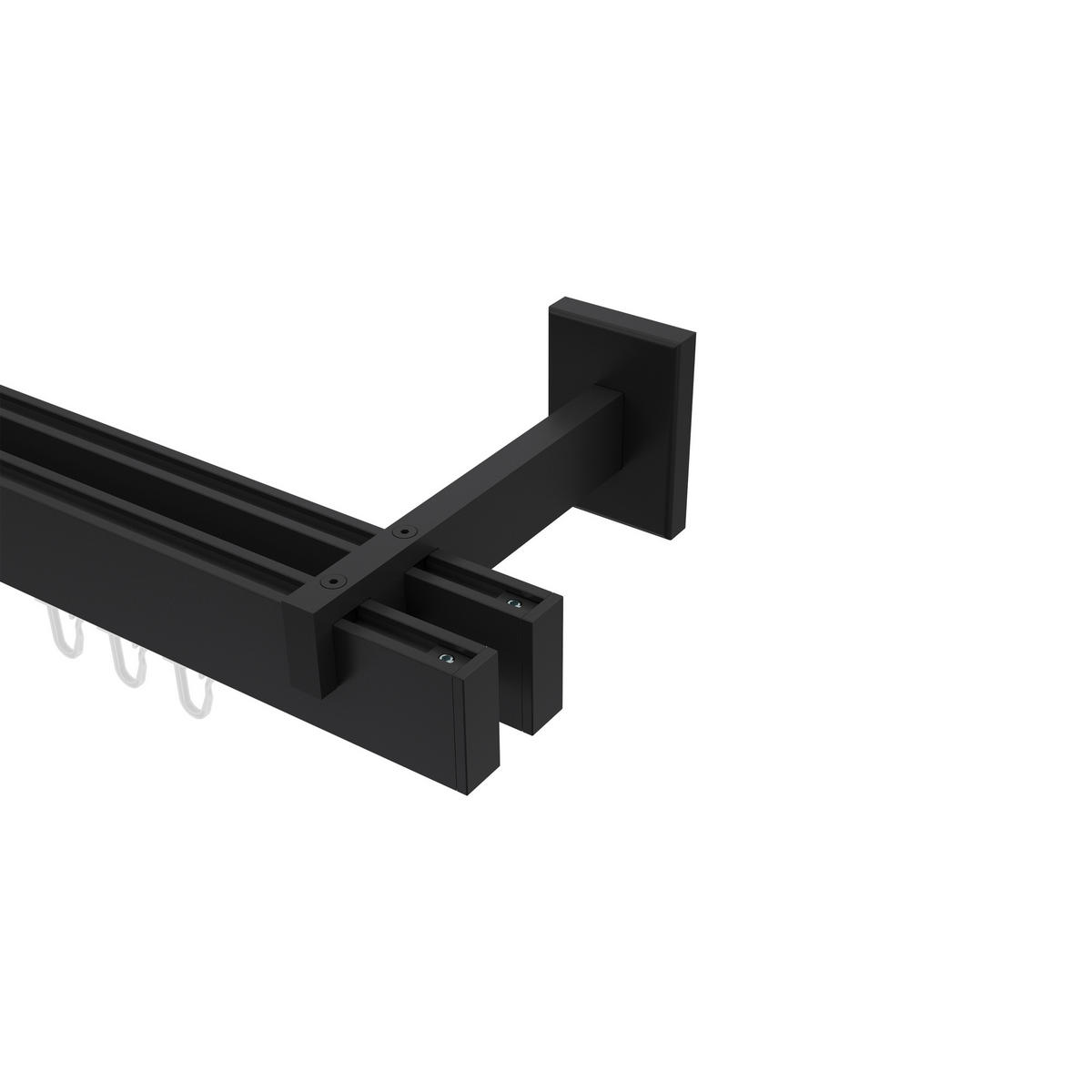 INNENLAUF-GARDINENSTANGEN-SET Smartline Paxo 120 cm, 2-läufig, 14x35 mm Schwarz - Schwarz, Metall (120cm) - INTERDECO