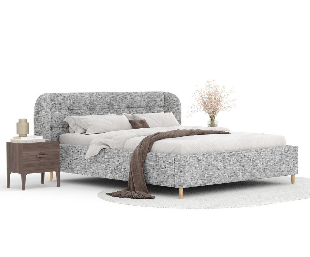 POLSTERBETT Nuno Grau 140/200 cm im Chenille-Stoff - Naturfarben/Grau, Holz/Holzwerkstoff (140/200cm) - Maison de Reve