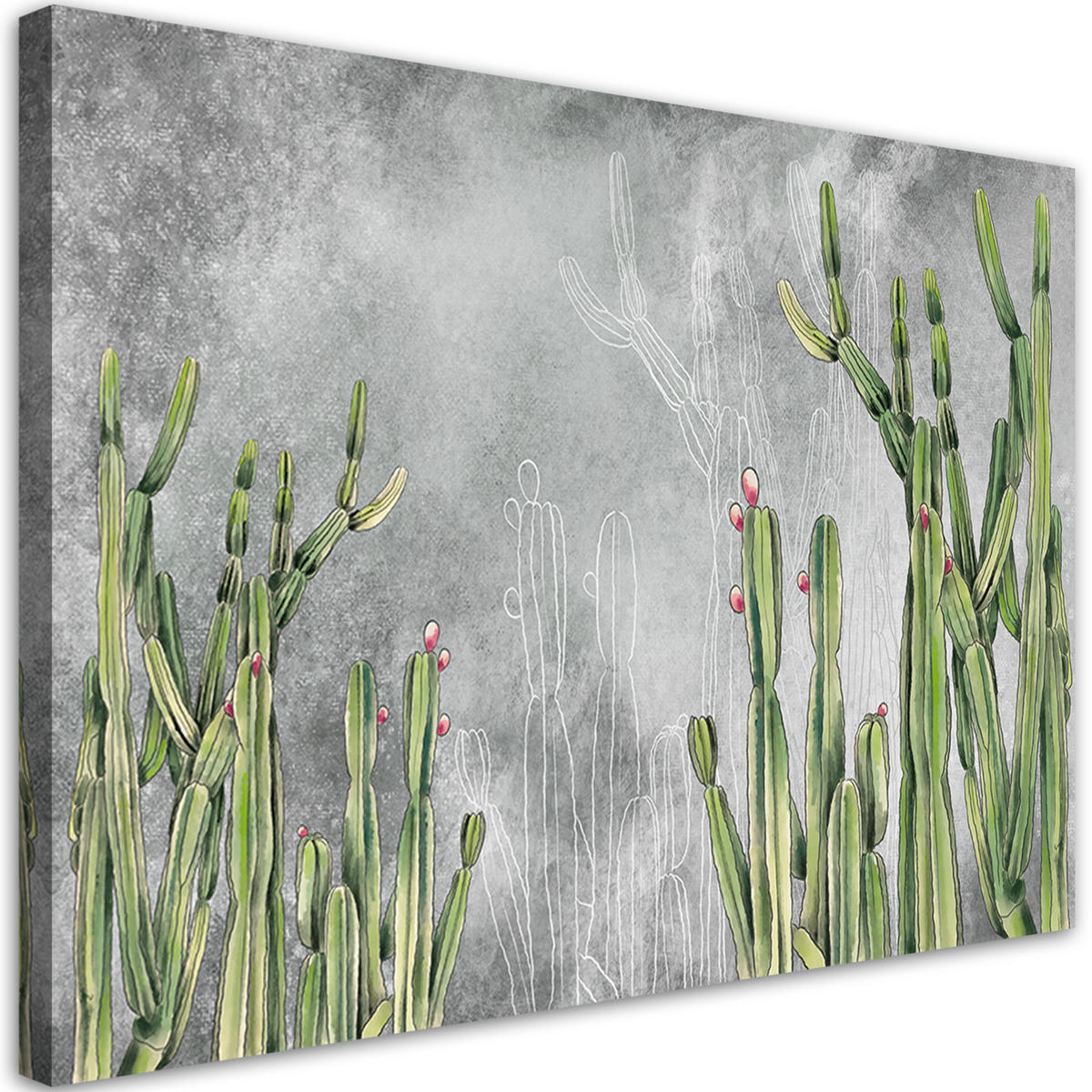 WANDBILD großer wüstenkaktus - Silberfarben, Textil (60/40cm) - Feeby