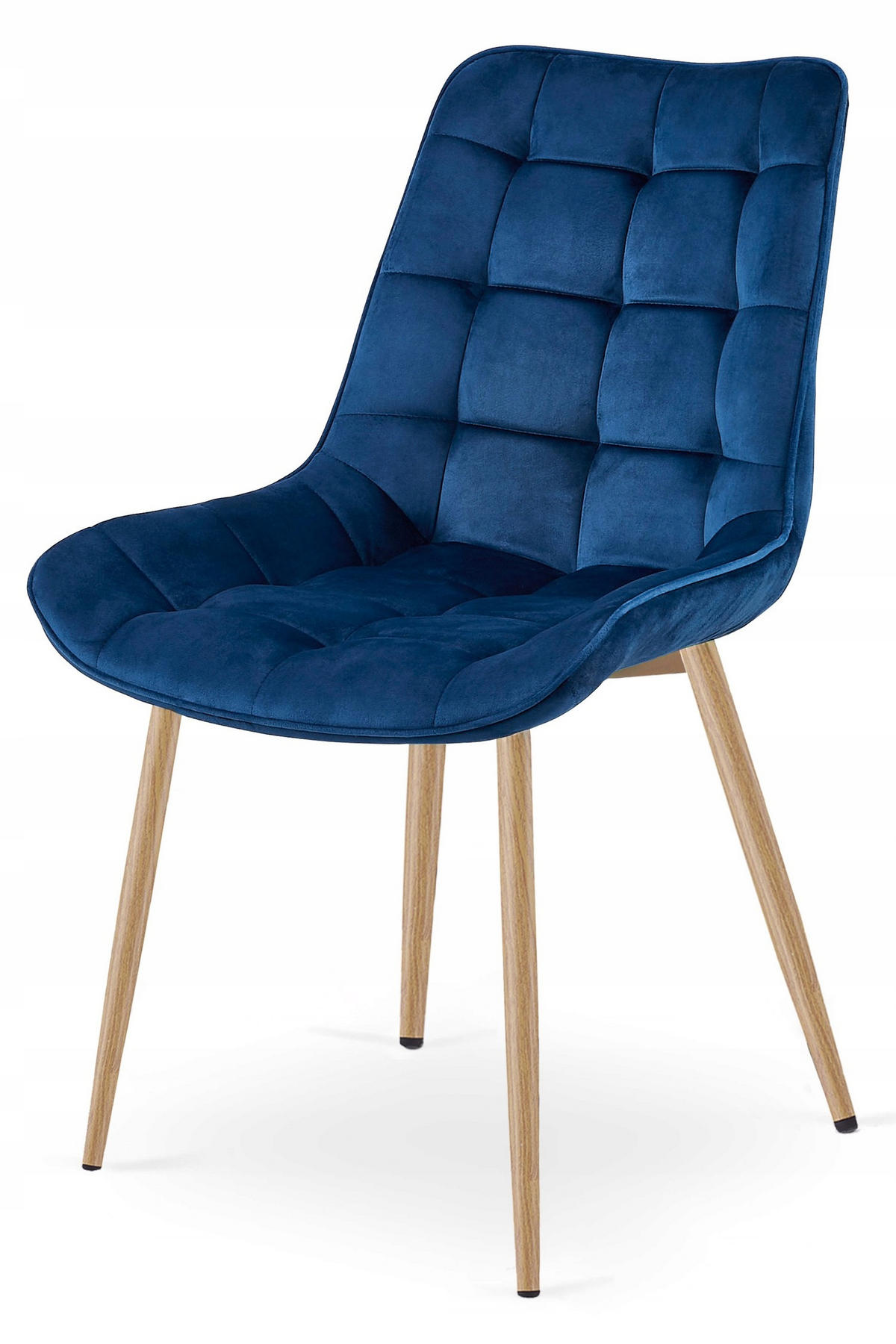 STUHL Samt Dunkelblau 54x60 cm BERA Einfacher Selbstaufbau - Blau, Textil (54/52/60cm)