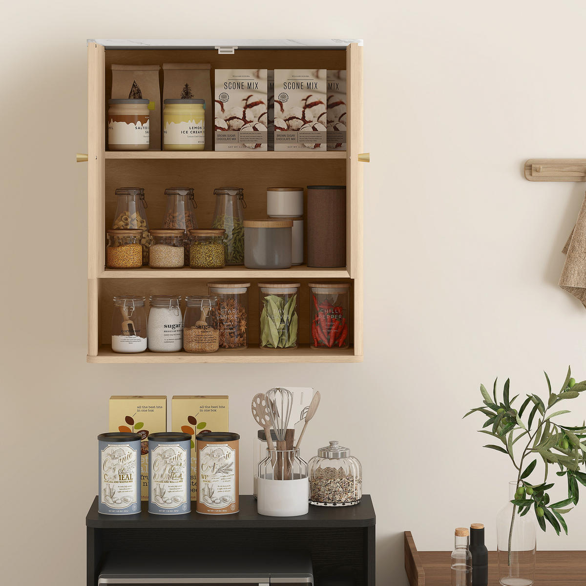 HÄNGESCHRANK Eiche 1 Stück - Beige, Kunststoff (60/70/18cm) - GiPP