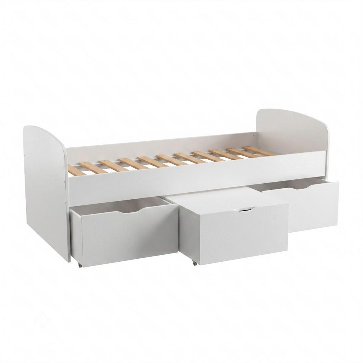 KINDERBETT MIA / SPIELBETT Lattenrost + 3x Schubladen - Weiß - Weiß, Holz/Holzwerkstoff (90/190cm) - Weber Industries
