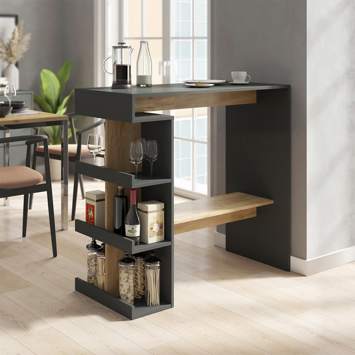 BARTISCH Dana Anthrazit/Goldkraft Eiche 108 x 50 cm - Honigeiche/Anthrazit, Holzwerkstoff (50/108/103cm) - Vicco