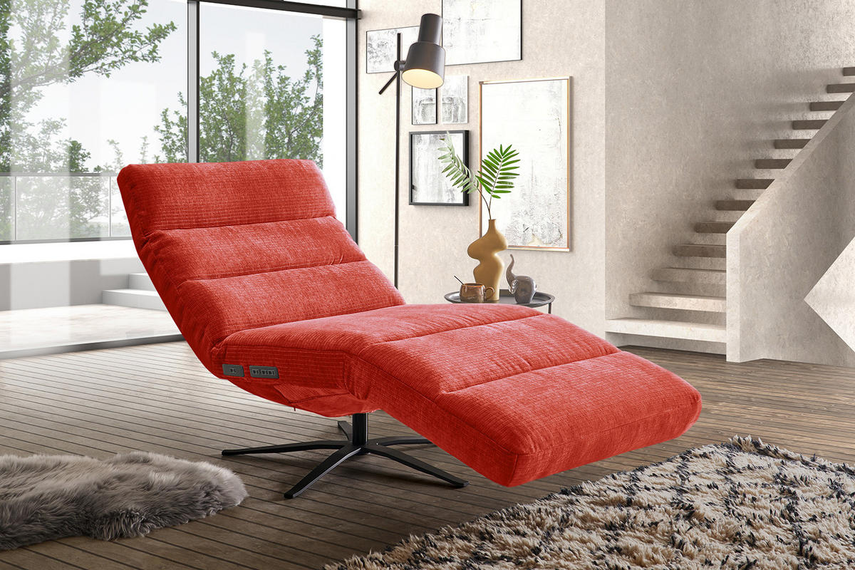 RELAXLIEGE ALINA Rot Cord - Rot/Schwarz, Textil/Metall (82/115/156cm) - KAWOLA