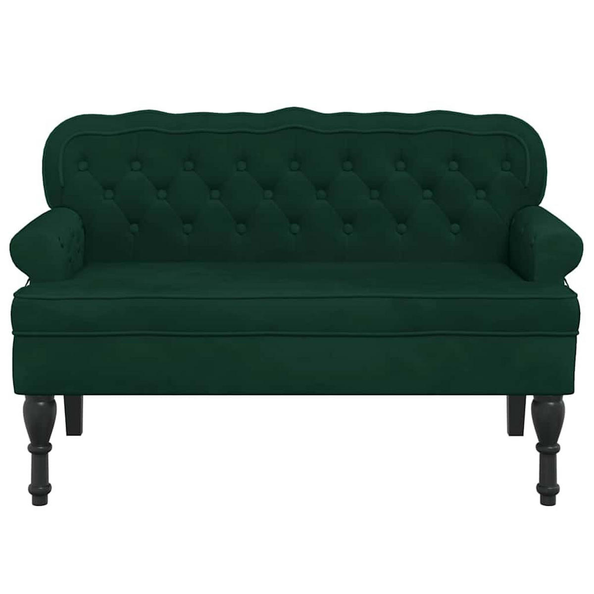 SITZBANK Mit Rückenlehne Dunkelgrün 119,5/64,5/75 Cm Samt - Grün, Naturmaterialen (64.5/75/119.5cm) - vidaXL
