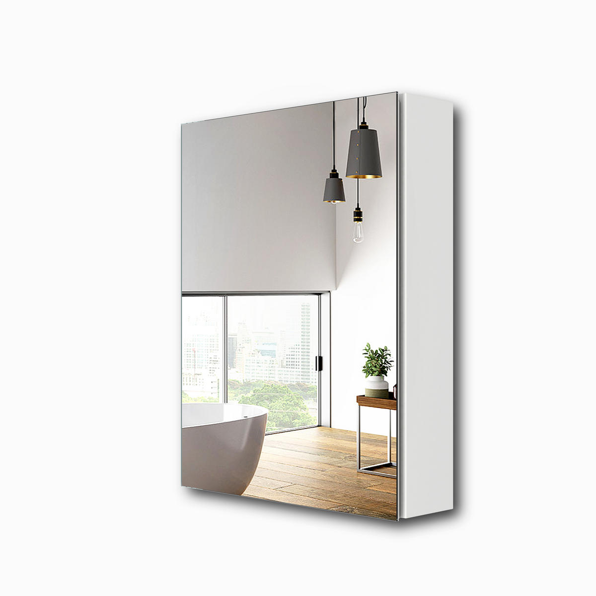 SPIEGELSCHRANK Weiß 65/50/14,5 - Weiß, Metall (50/65/65cm) - EMKE