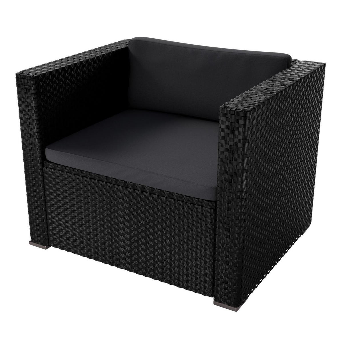 LOUNGEGARNITUR Punta Cana inkl. Abdeckung 4-tlg. - Anthrazit/Schwarz, Kunststoff - Juskys