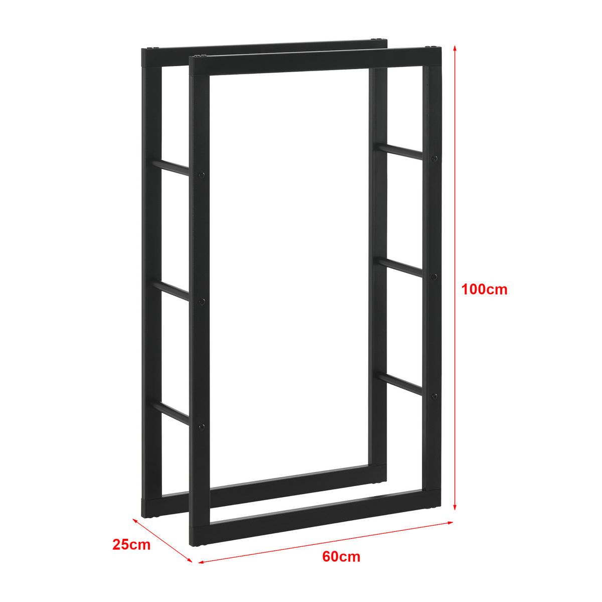 KAMINHOLZREGAL Täby - Schwarz, Metall (60/100/25cm) - [en.casa]