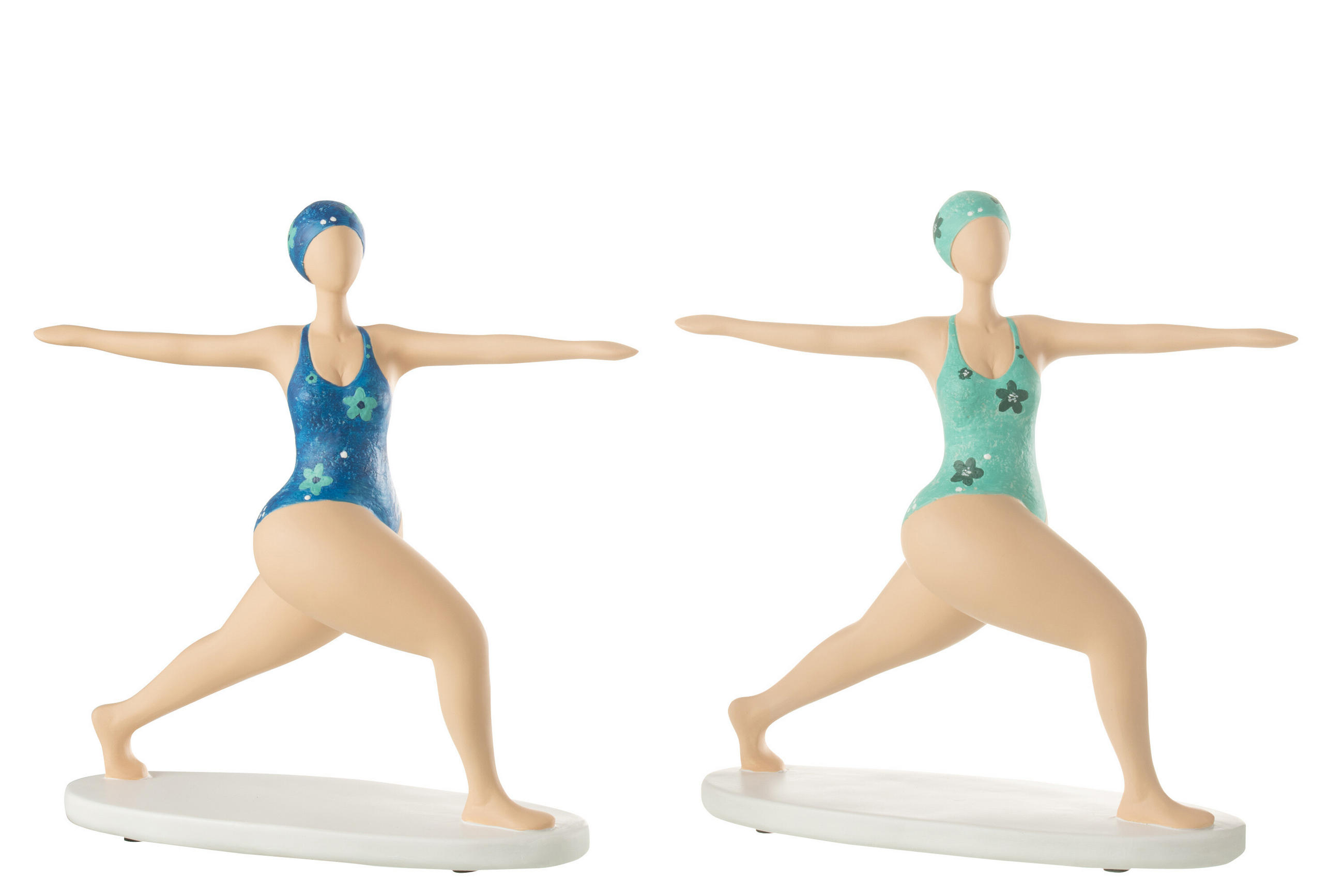 FIGUR YOGA - Polyresin - Multi - 2er Set - Multicolor, Glas/Naturmaterialien (10/29.5/28.2cm) - J-Line